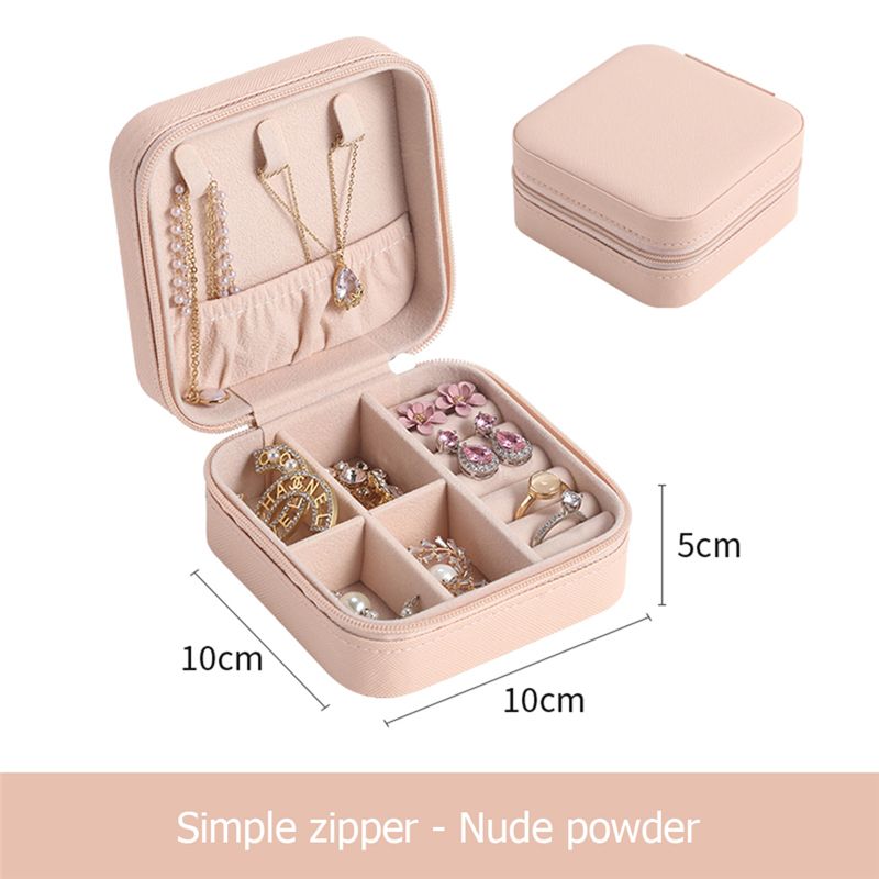 Portable Jewelry Mini Box PU Leather Travel Ring Organizer Ornament Case Storage