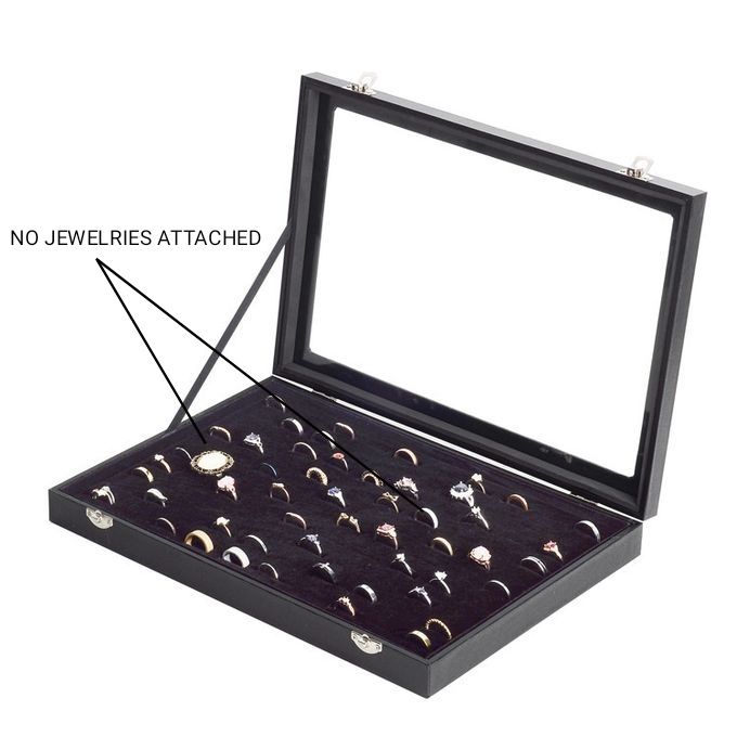 100 Spaced Ring Packaging Display Box Organizer Storage Case