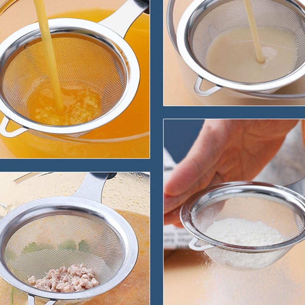 2Pcs Multifunctional Flour Sieve Stainless Steel Sieve