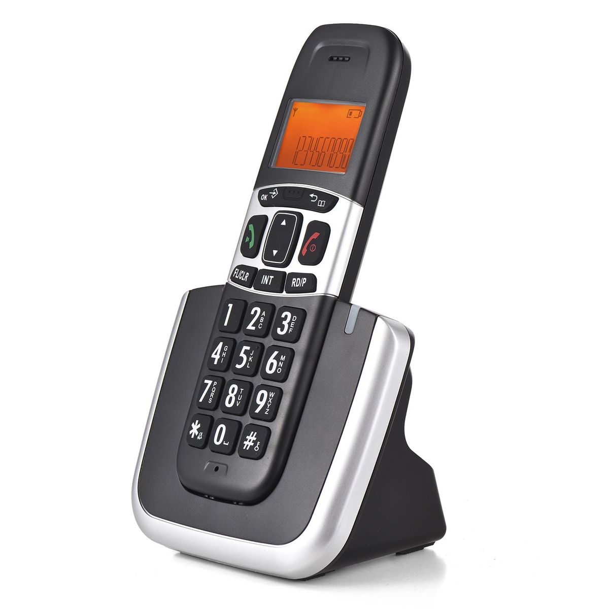 Bisofice Expandable Cordless Phone System with 3 Lines Display Support 5 Handsets Connection Call Block Hands-free Calls Intercom Conference Call Mute Function 16 Languages for Office Business Home Family