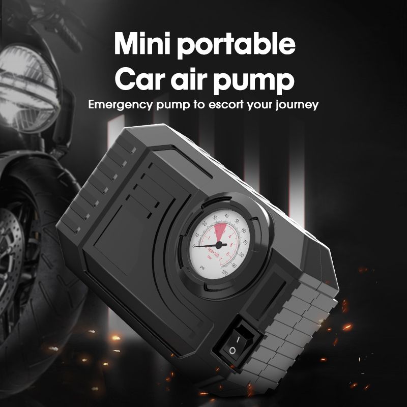 Mini Portable Car Air Pump Pointer Bicycle Motorcycle Inflatable Bed Tire Air Pump LED Lighting 12V Air Pump Car Tire Air Supply