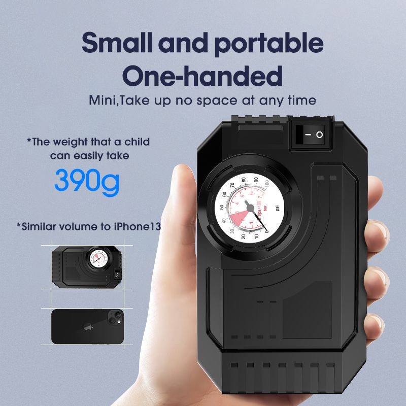 Mini Portable Car Air Pump Pointer Bicycle Motorcycle Inflatable Bed Tire Air Pump LED Lighting 12V Air Pump Car Tire Air Supply