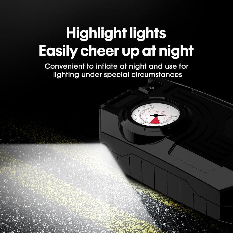 Mini Portable Car Air Pump Pointer Bicycle Motorcycle Inflatable Bed Tire Air Pump LED Lighting 12V Air Pump Car Tire Air Supply