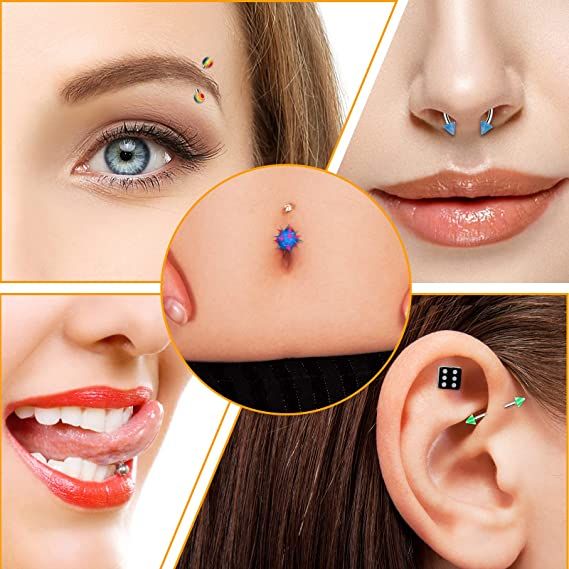134 Pcs Steel Acrylic Belly Tongue Body Piercing Jewelry Kit