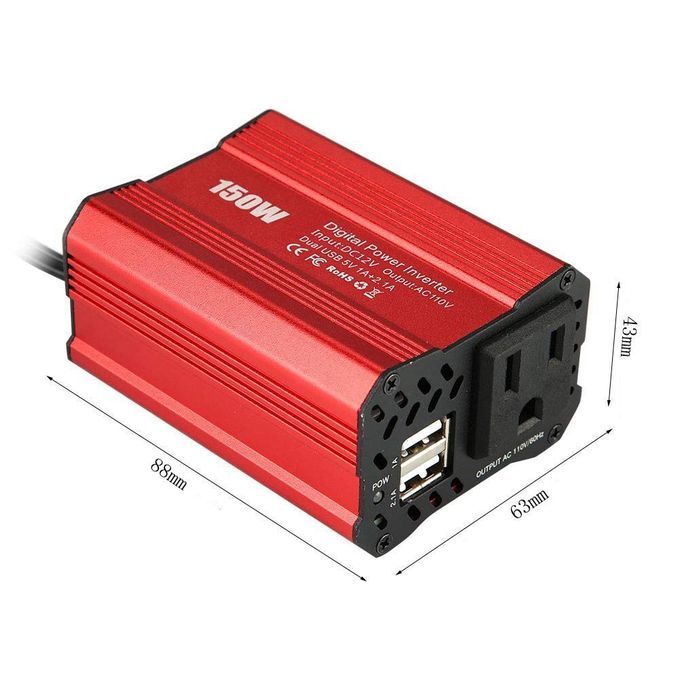 Foval 150W Car Power Inverter 12V DC To 110V AC Converter