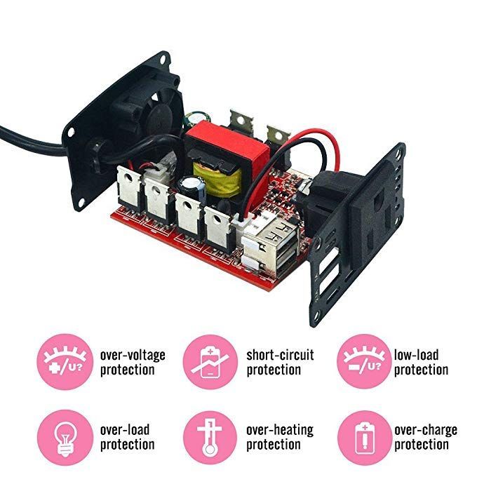 Foval 150W Car Power Inverter 12V DC To 110V AC Converter