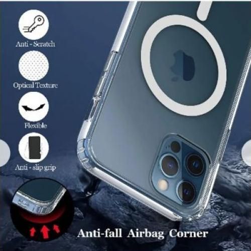 Iphone X, XS, XR, XS MAX,11,12,13,14 PRO MAX MagSafe Transparent Magnetic Case Compatible For Wireless Charging