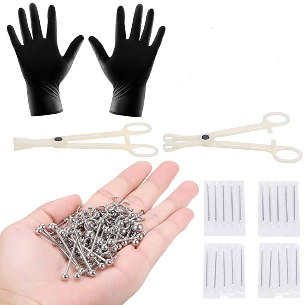134 Piece Tongue Belly Button Jewelry Body Piercing Kits