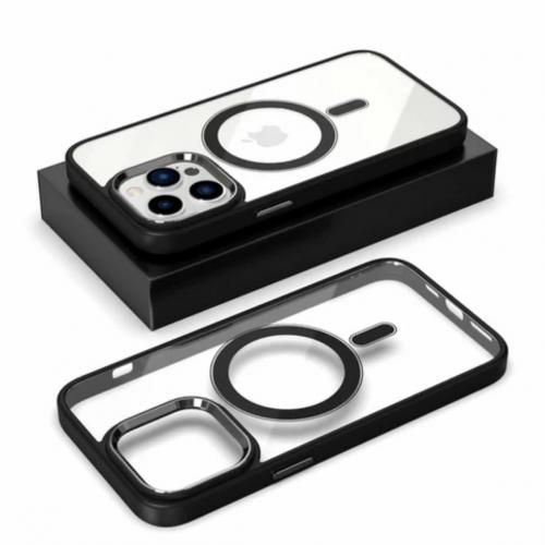 Iphone X, XS, XR, XS MAX,11,12,13,14 PRO MAX MagSafe Transparent Magnetic Case Compatible For Wireless Charging(BLACK)