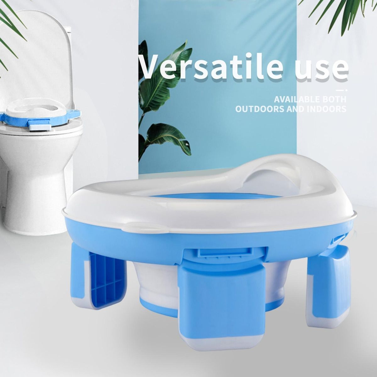 Portable Travel Potty Travel Buddy Foldable Baby Toilet for Outdoor Blue
