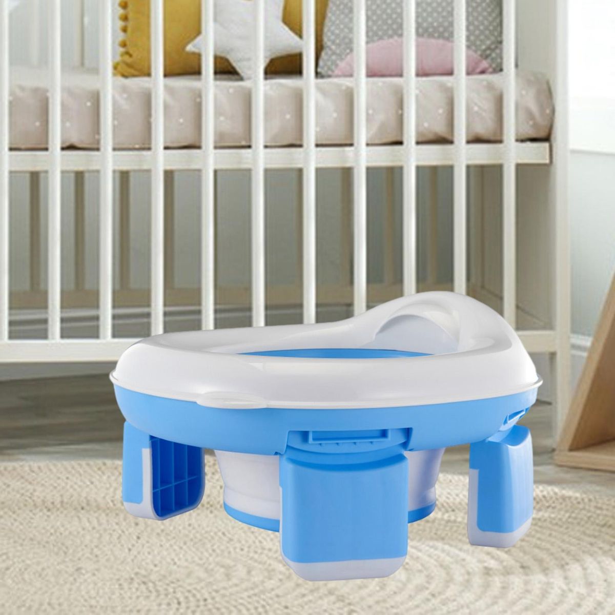 Portable Travel Potty Travel Buddy Foldable Baby Toilet for Outdoor Blue