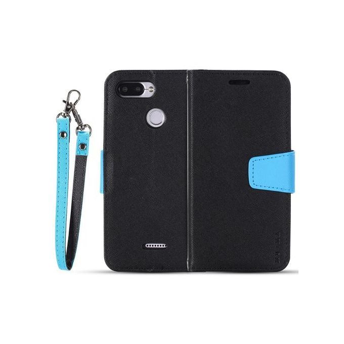For XIAOMI REDMI 6 Flip Case MUXMA Flip Card Phone Case Two-color Anti-fall Leather Case-Black