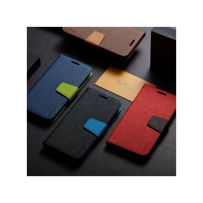 For XIAOMI REDMI 6 Flip Case MUXMA Flip Card Phone Case Two-color Anti-fall Leather Case-Black