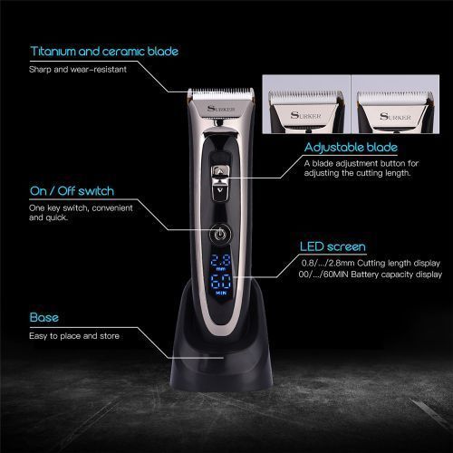 Rechargeable Hair Clipper Men Electric Hair Trimmer LED Display Hair Cutting Machine