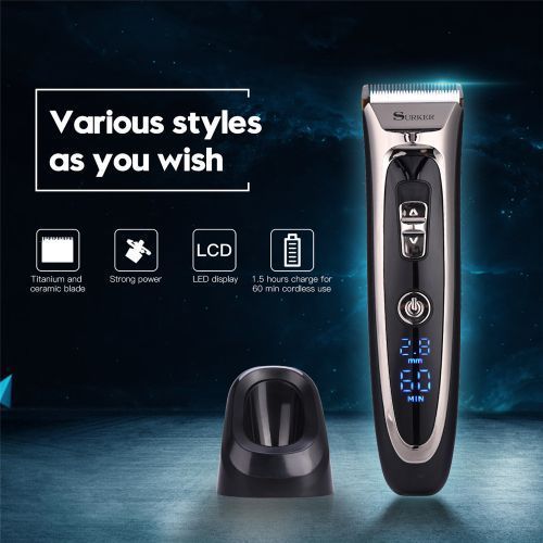 Rechargeable Hair Clipper Men Electric Hair Trimmer LED Display Hair Cutting Machine