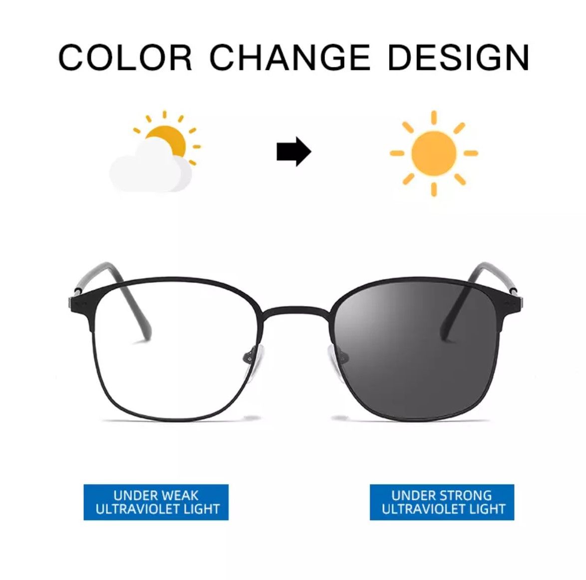 Photochromic Color Changing Anti Blue Light Computer Glasses