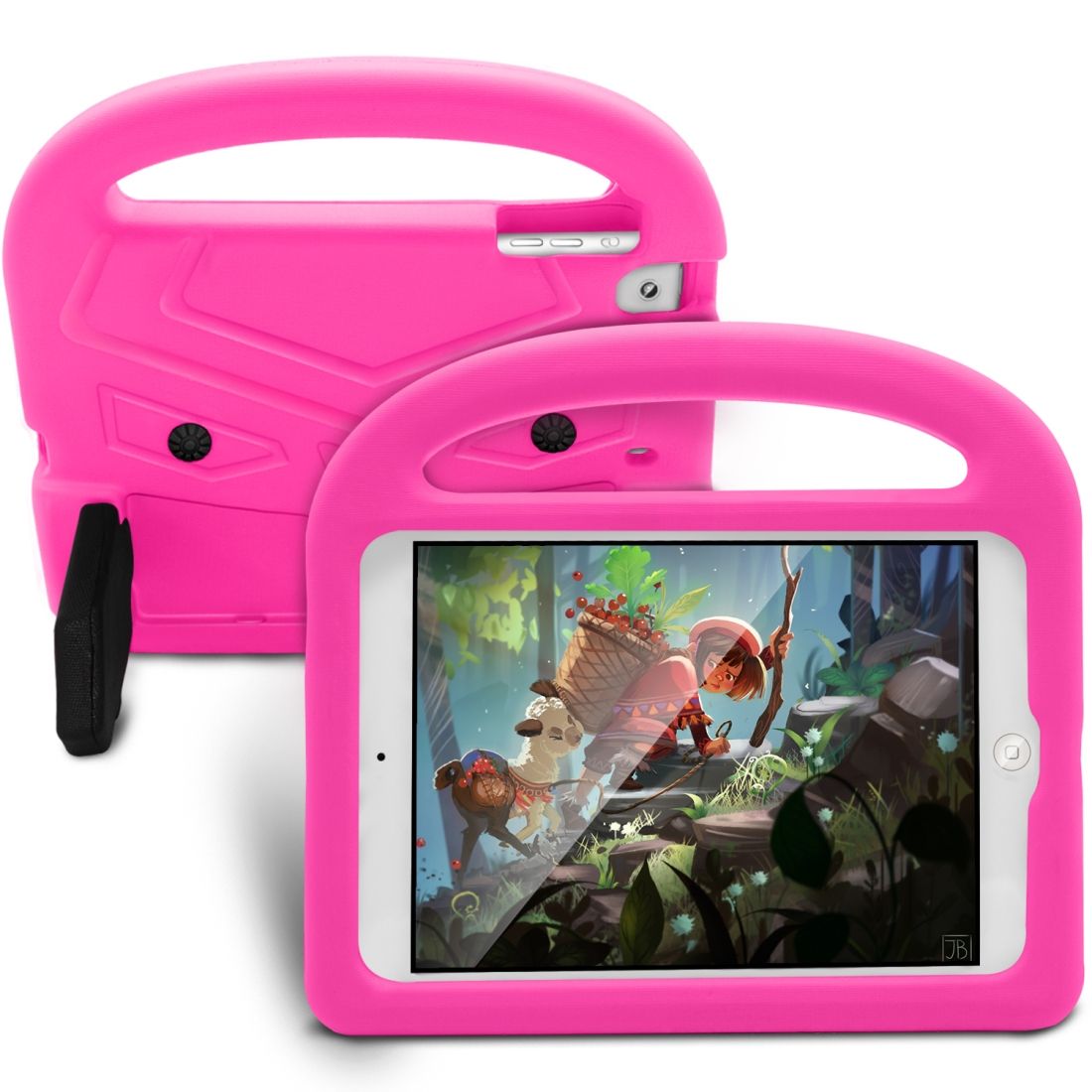 For  IPad Mini 5 / 4 / 3 / 2 / 1 Sparrow Style EVA Children's Flat Anti Falling Protective Shell(Rose Pink)