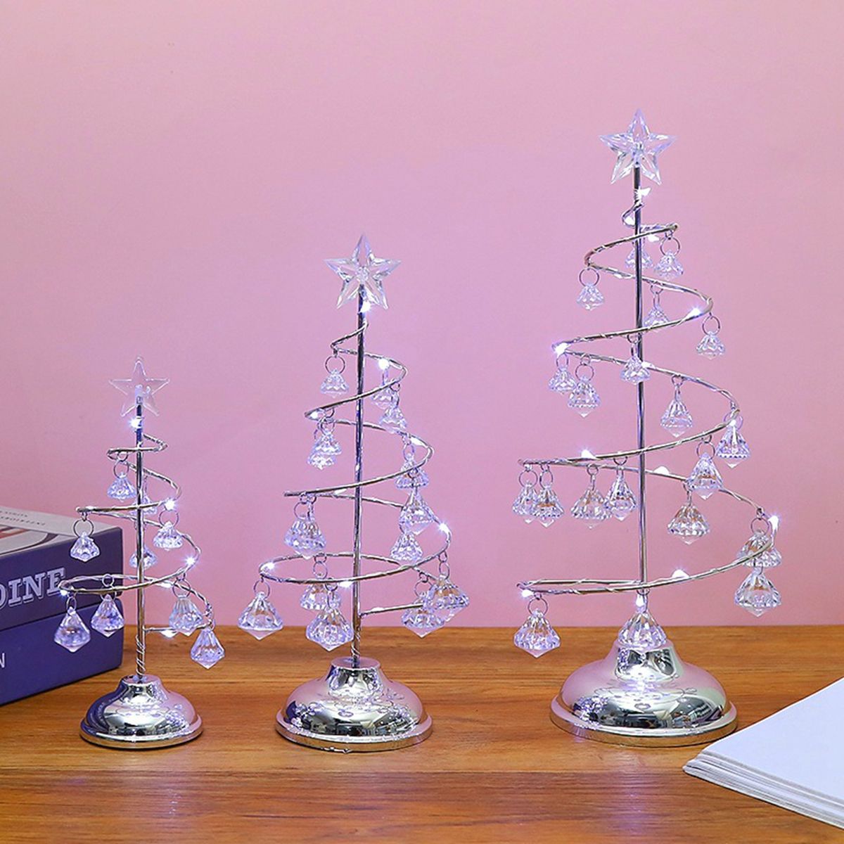Christmas Tree Light Free Standing Night Light Wrought  Silver S