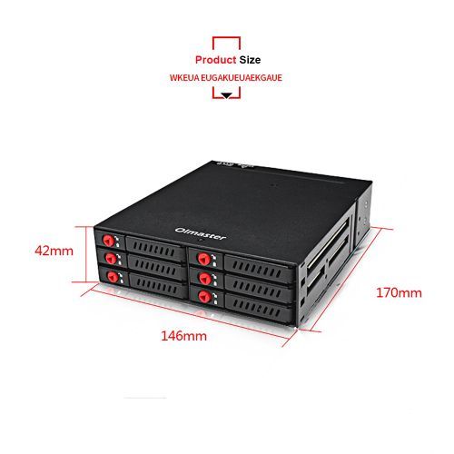 OImaster 6 Bays Mobile Backplane Support 2.5'' SATA HDD SSD
