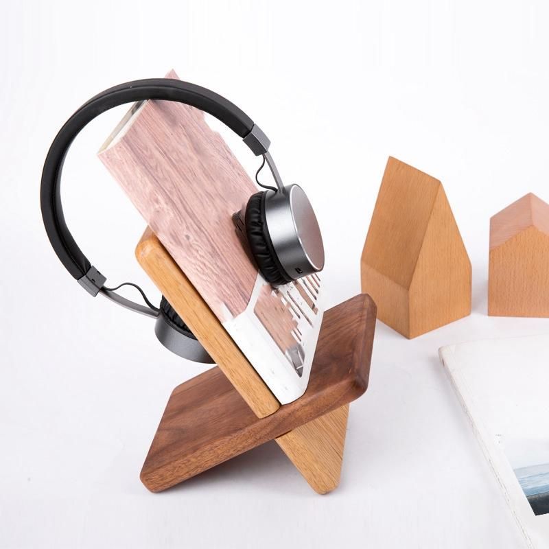 Wooden Bookshelf Solid Wood Earphone Shelf Wooden Rack Desktop Display Bookshelf Multifunctional Storage