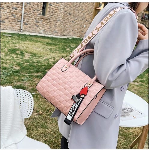 Premium Quality Leather Ladies Crossbody Hand Bag- Peach
