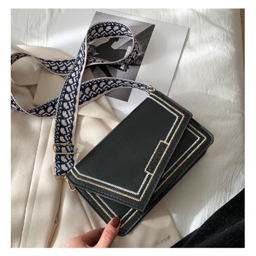 Quality Leather Ladies Crossbody Hand Bag- Black