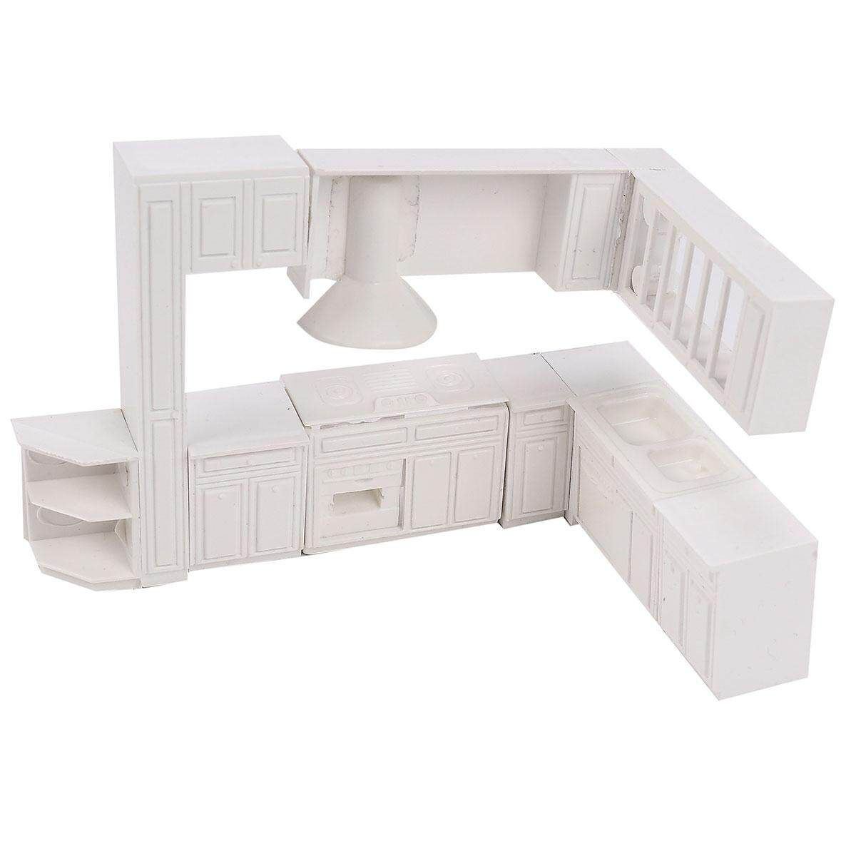 16pcs Doll House Kitchen Furniture Cabinet Cupboard Closet Full SET 1:30 Model