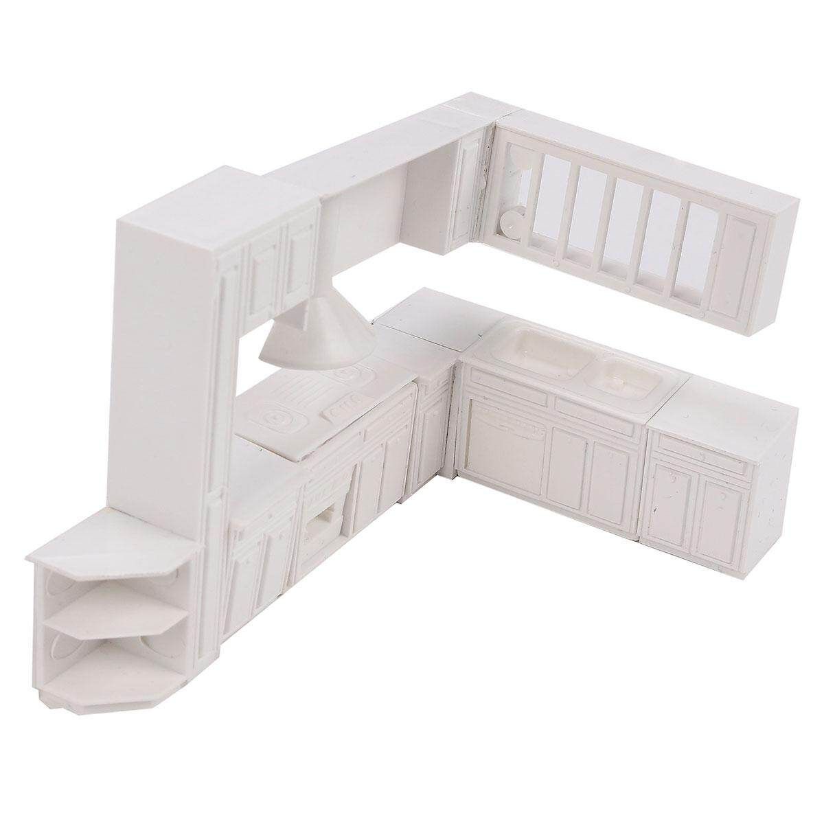 16pcs Doll House Kitchen Furniture Cabinet Cupboard Closet Full SET 1:30 Model
