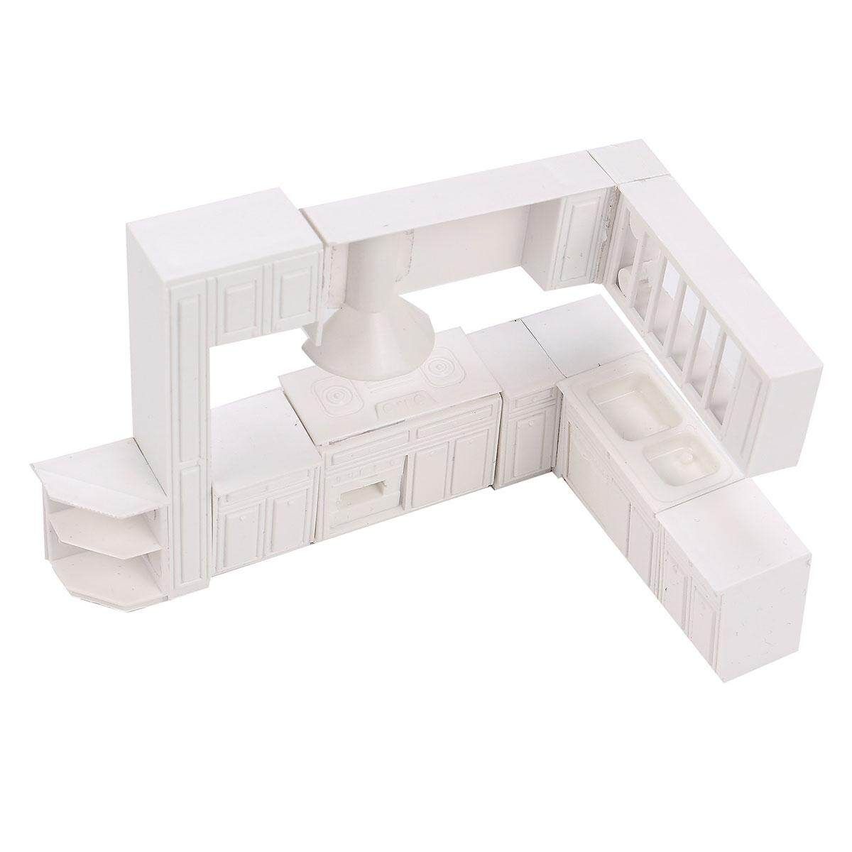 16pcs Doll House Kitchen Furniture Cabinet Cupboard Closet Full SET 1:30 Model