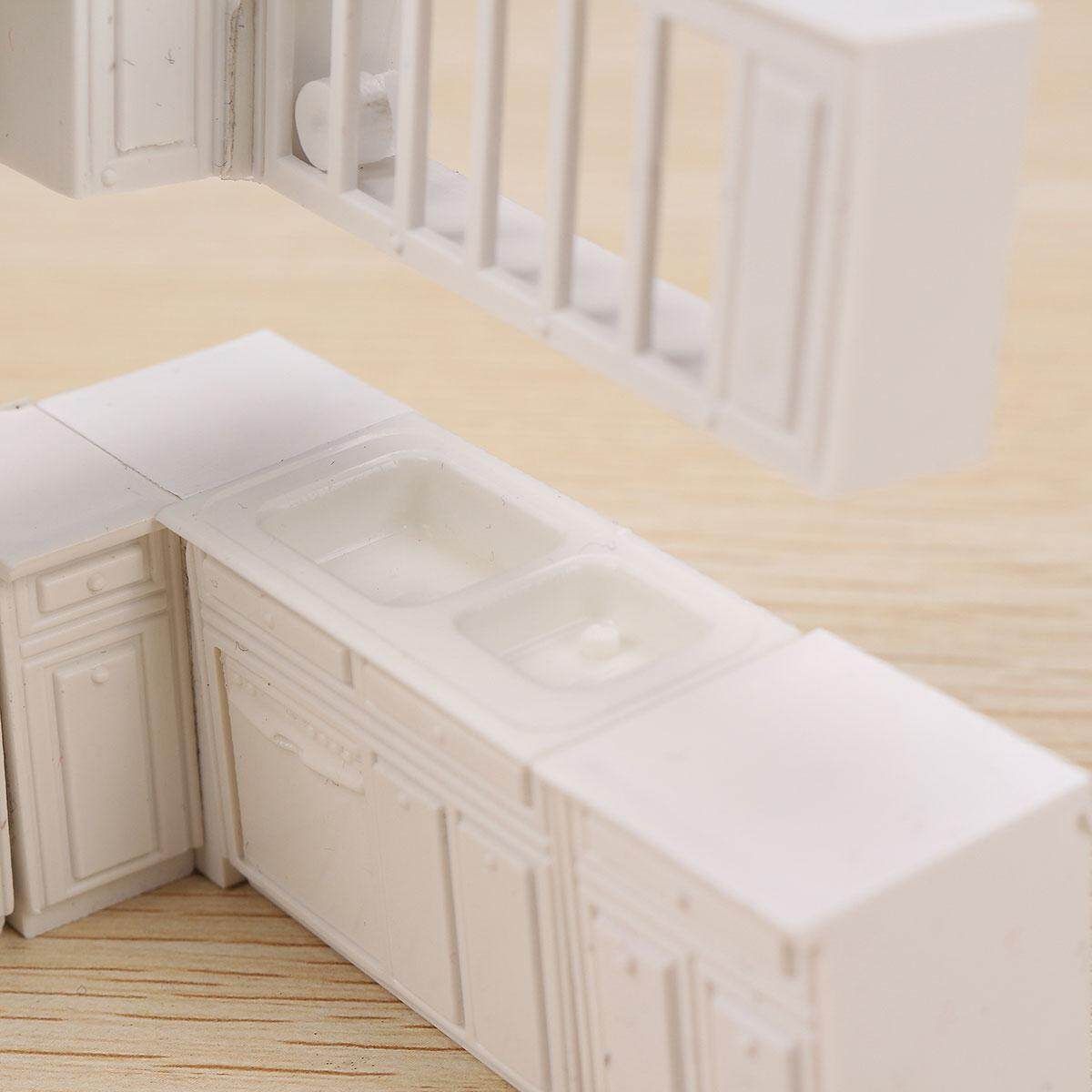 16pcs Doll House Kitchen Furniture Cabinet Cupboard Closet Full SET 1:30 Model