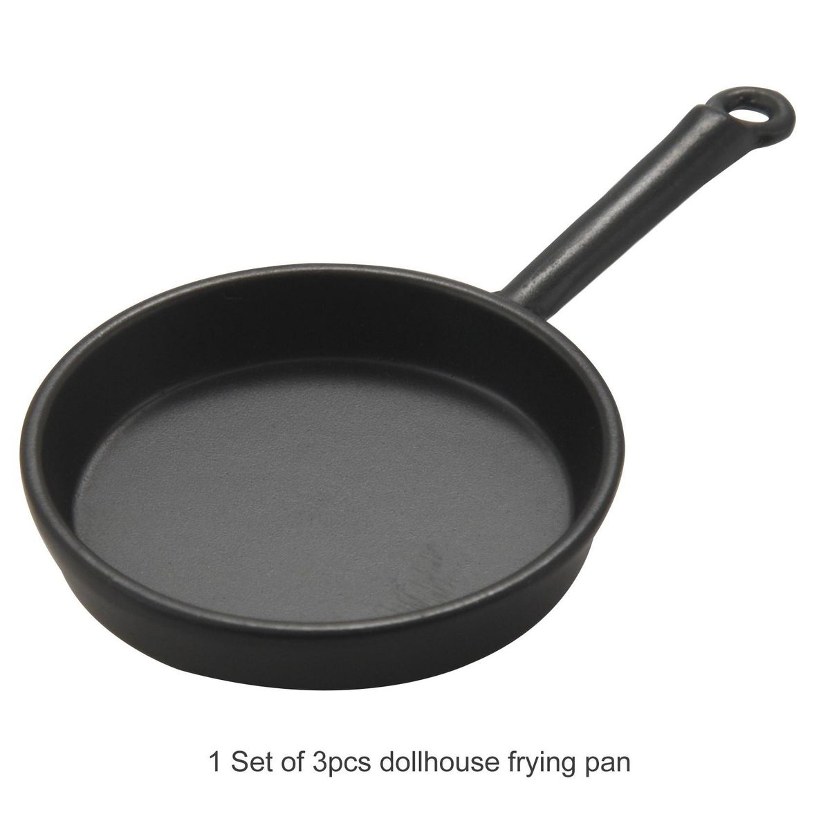 1/12 Scale 3pcs Miniature Frying Pans Cooking Pot Black