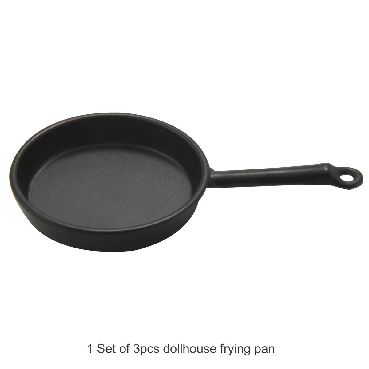 1/12 Scale 3pcs Miniature Frying Pans Cooking Pot Black