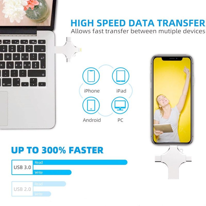 4 In 1 OTG 128GB USB Flash Drive U DISK For Iphone Type-c