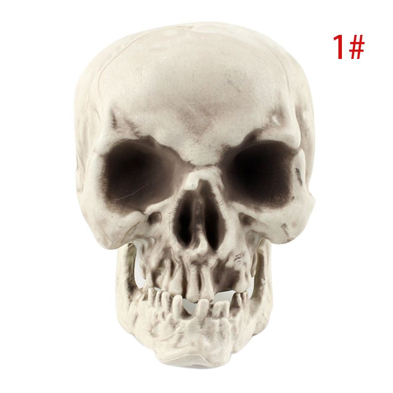 Halloween Decoration Artificial Skull Head Model Horror Prop Plastic Skull Head DIY Coffee Bars Home Ornament Party Festival Toy