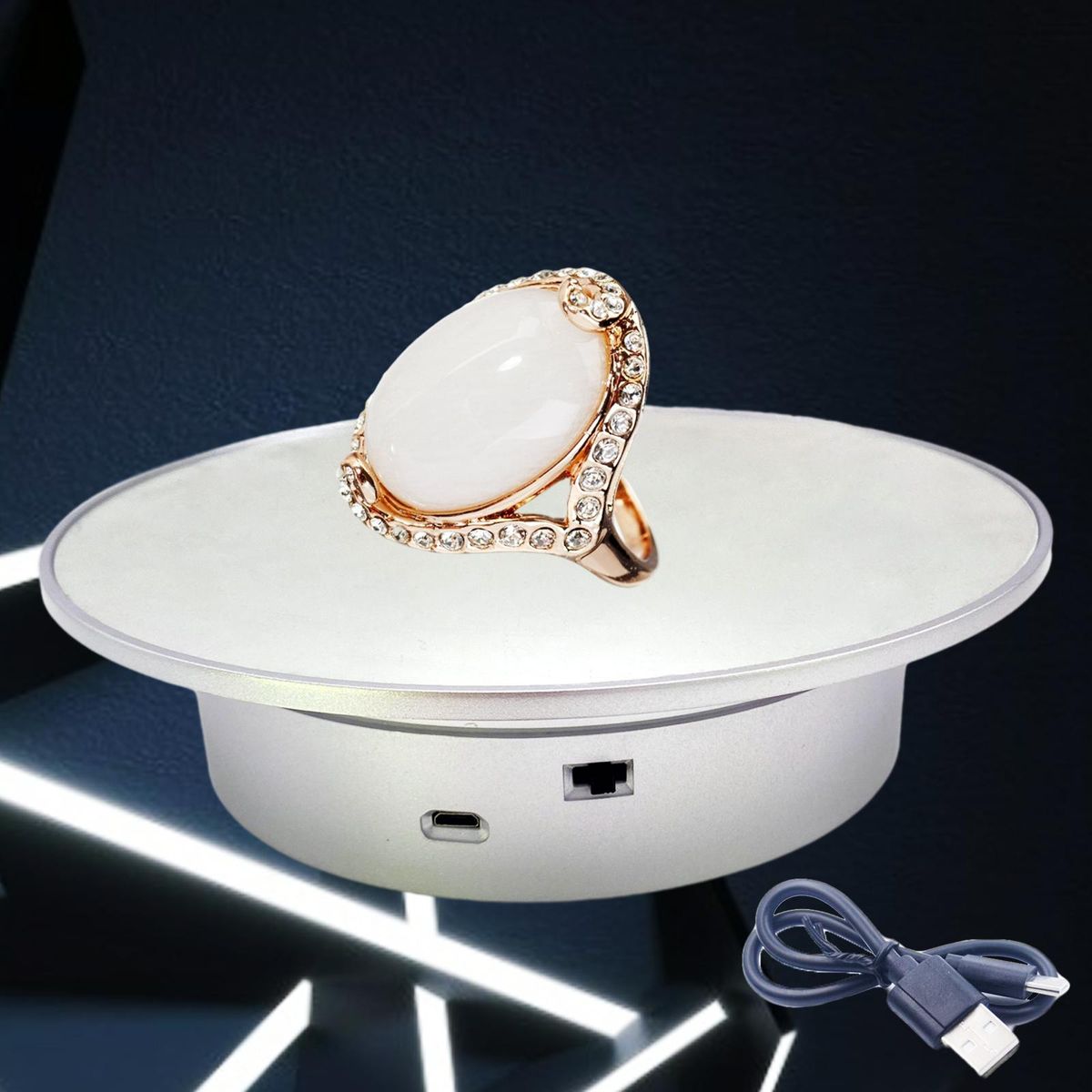 Motorized Rotating Turntable Display Stand Silver