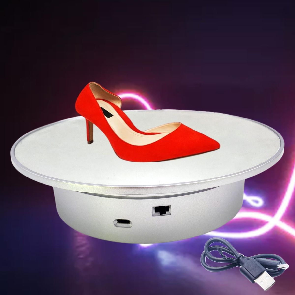 Motorized Rotating Turntable Display Stand Silver