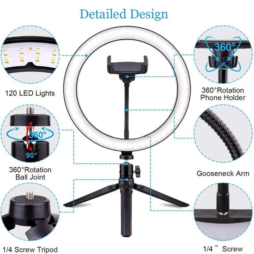 Photography Selfie Stand 6.3/7.9/10.23inches Led Ring Light