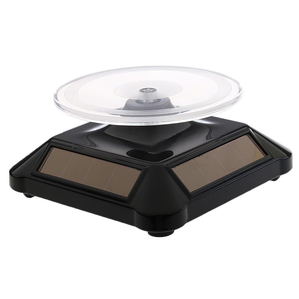 Solar Power Rotating Display Stand Holder Turntable Black