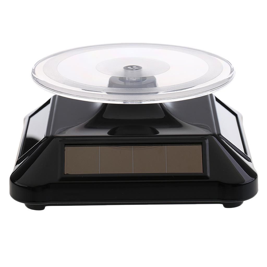 Solar Power Rotating Display Stand Holder Turntable Black