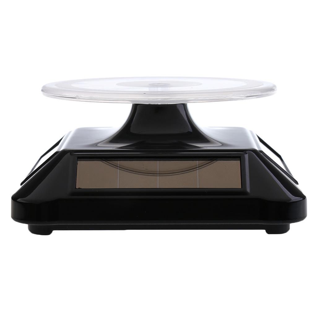 Solar Power Rotating Display Stand Holder Turntable Black