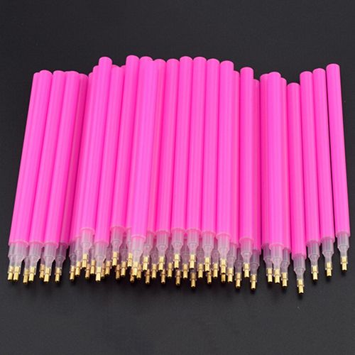 10Pc Pink Nail Art Rhinestones Picking Tools Dotting Brush-