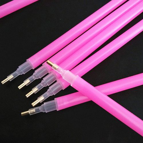10Pc Pink Nail Art Rhinestones Picking Tools Dotting Brush-