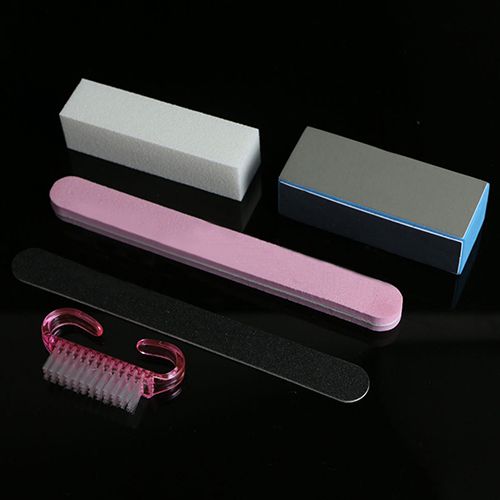 5X Pro Manicure Tools Kit Rectangular Nail Files Brush-