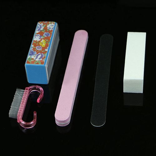 5X Pro Manicure Tools Kit Rectangular Nail Files Brush-