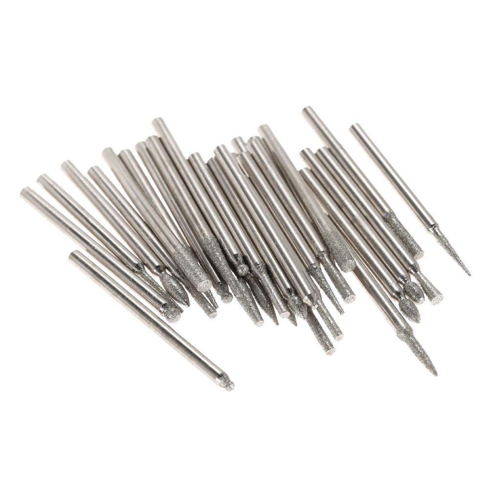 Electroplated Diamond Grinding Heads 30pcs 3mm Burrs Bur Bit