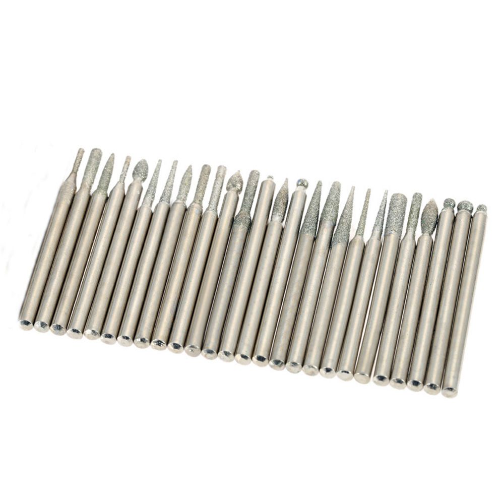 Electroplated Diamond Grinding Heads 30pcs 3mm Burrs Bur Bit
