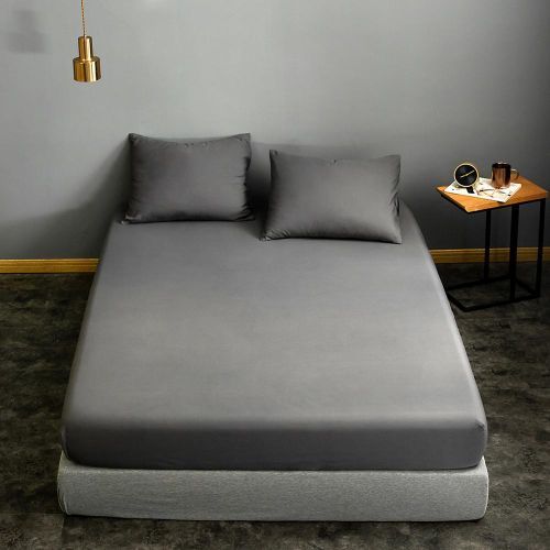 Fitted Sheet  Mattress Protector With 2 Pillow Cases-GRAY