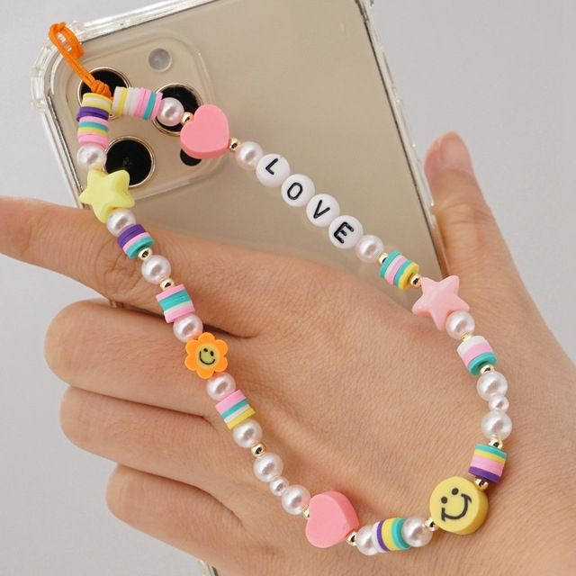 New Colorful Acrylic Bead Smile Mobile Phone Chain Strap
