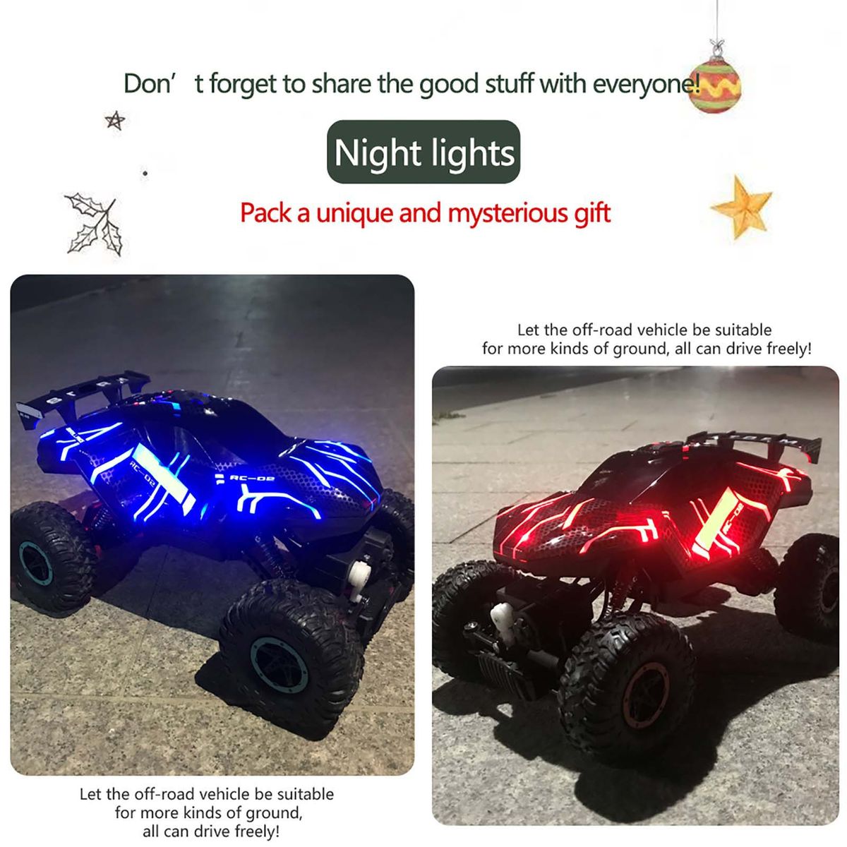 2.4GHz 1/16 RC Rock Crawler LED One Key Spray 4WD RC Car