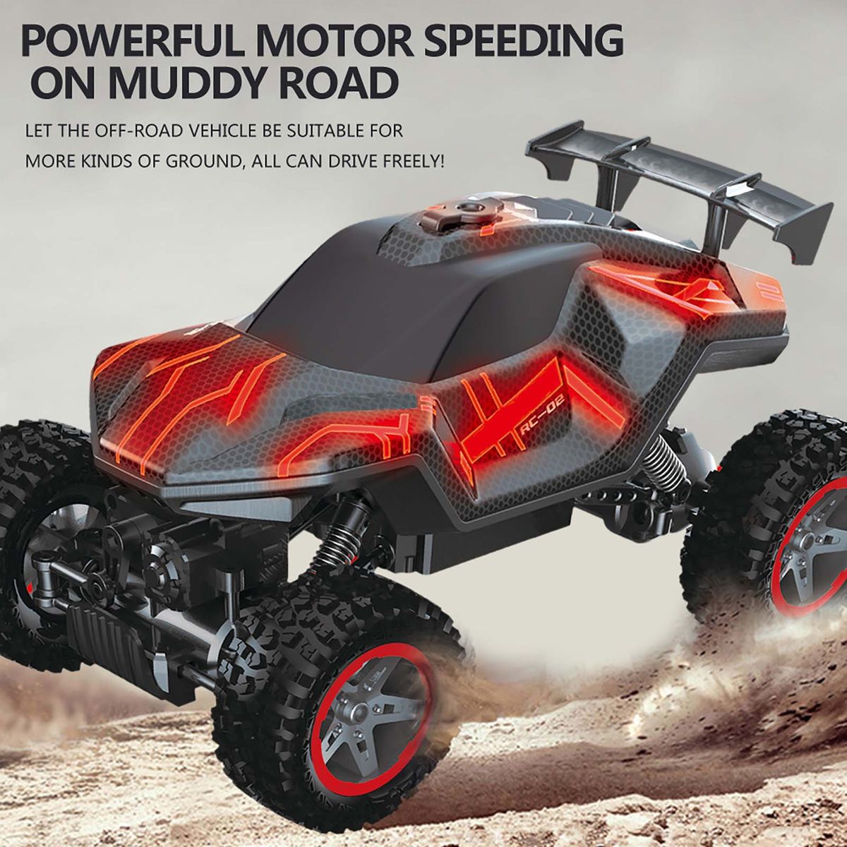 2.4GHz 1/16 RC Rock Crawler LED One Key Spray 4WD RC Car